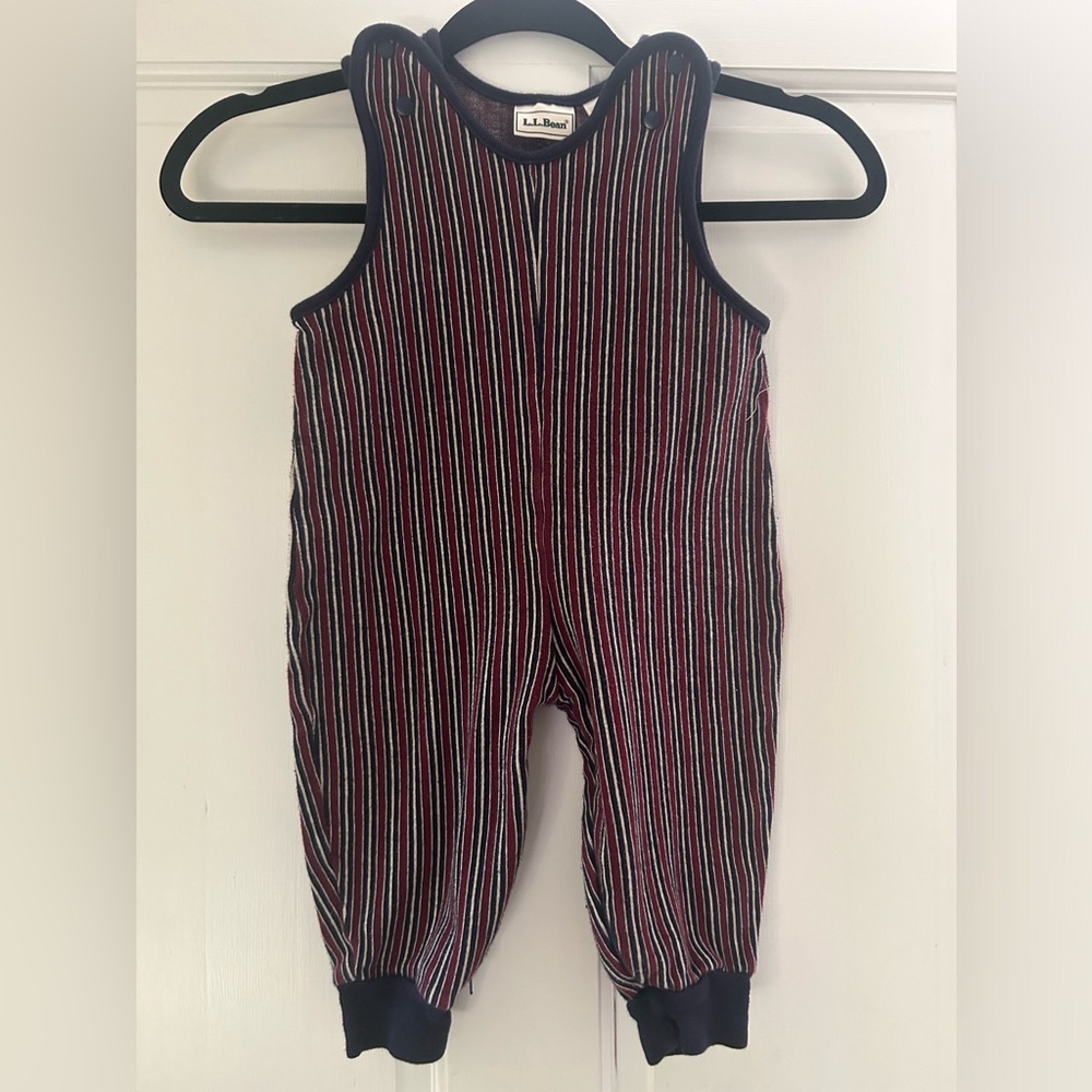L.L. Bean Red, Navy & White Striped Baby One-Piece Bodysuit